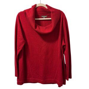 Roz & Ali Womans Red Cowl Neck Sweater Sz 1X women pullover sweater